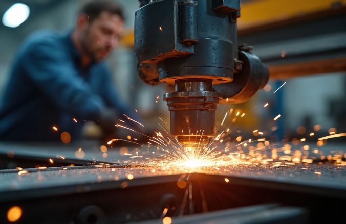 Selective focus on modern tech laser engraving machine