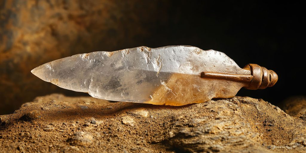 Flint Arrowhead. American Indian flint arrowhead made around 10,000 BC.