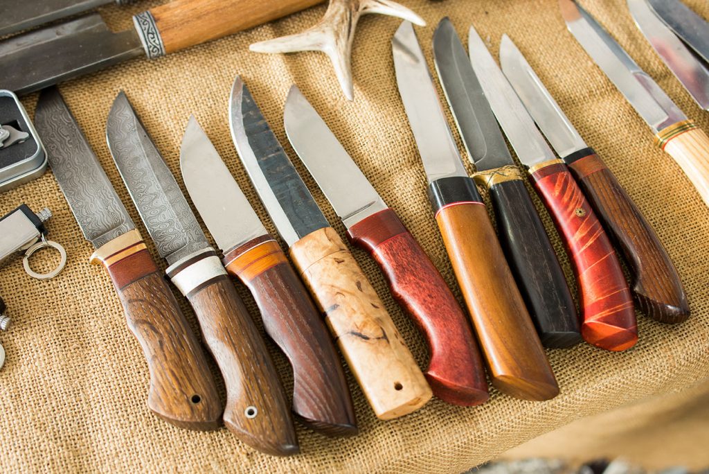 hunting knives on the table