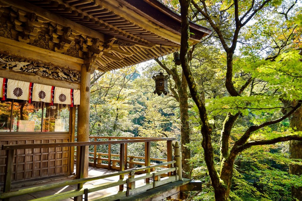 Traditional Japanese home in the trees