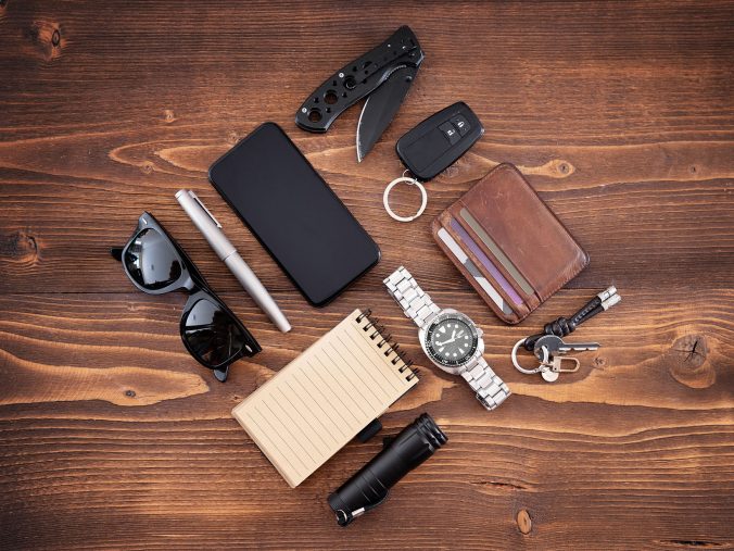 Flat lay of EDC or Every Day Carry